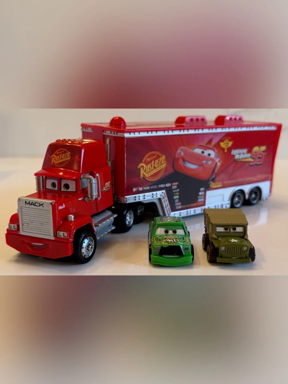 Pixar Cars Mack Hauler Semi Truck with Chick Hicks & Sarge Toy